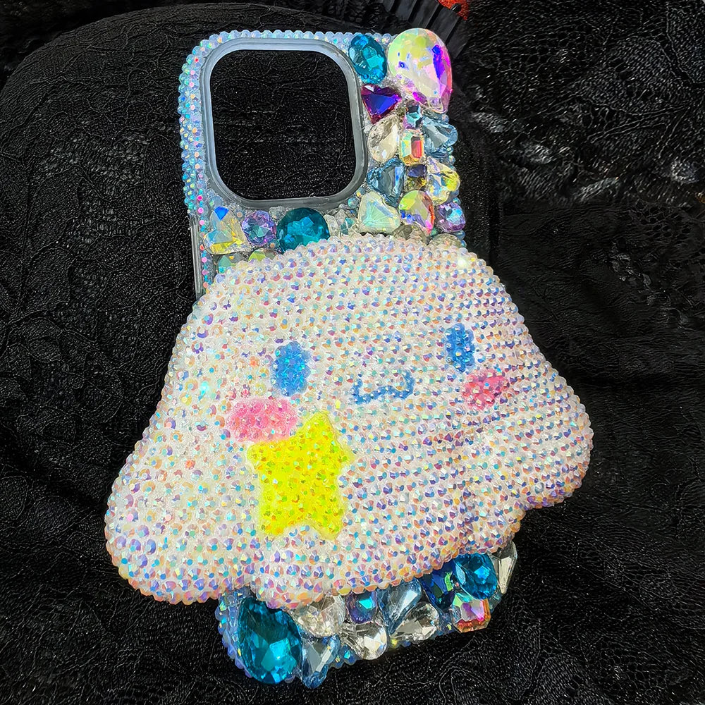 Rhinestone Bling Crystal Phone Case Chain for IPhone 16 12 13 14 15pro Max X Xs XR 7 8 plus se 2 3 10 transparent bumper cover