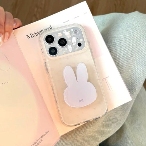 Kawaii Cartoon Miffy Rabbit Phone Case For iPhone 17 Pro 15 14 16 Pro Max Back Cover with Stand Cute Cases For Apple 16 Promax C